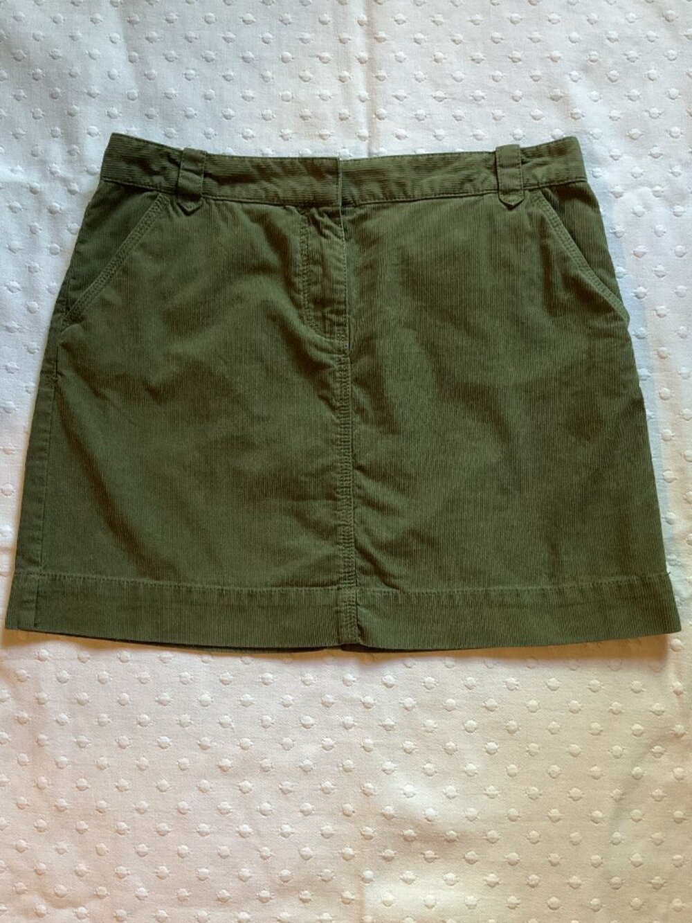 Vtg Y2K J Crew Women’s Corduroy Short Skirt, Olive Green, Sz 6